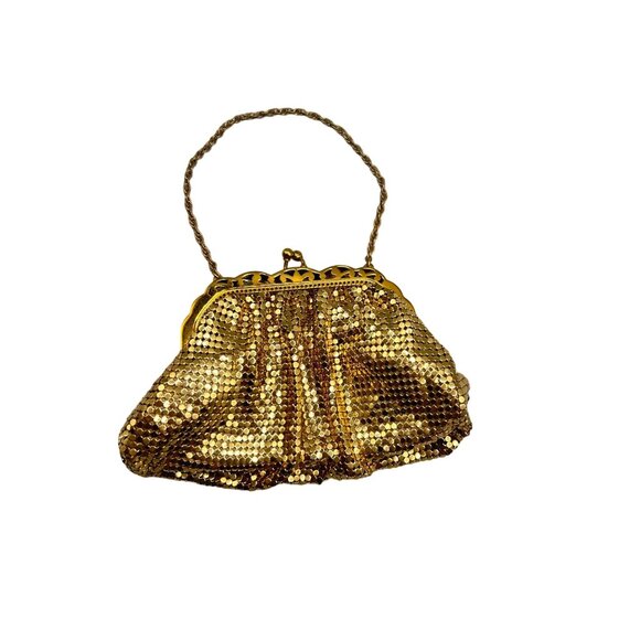 Whiting & Davis Mesh Evening Bag Gold Tone Metal Vintage Antique Purse - Picture 1 of 10